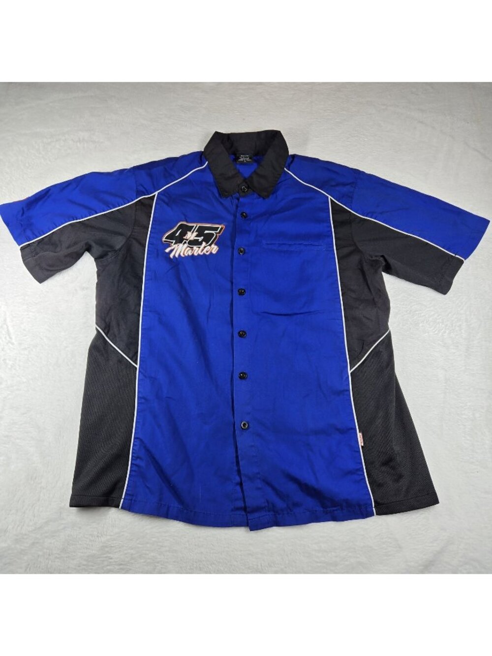 Simpson Nascar Marler 45 Crew Button Down Shirt Men's Size Small Blue Black